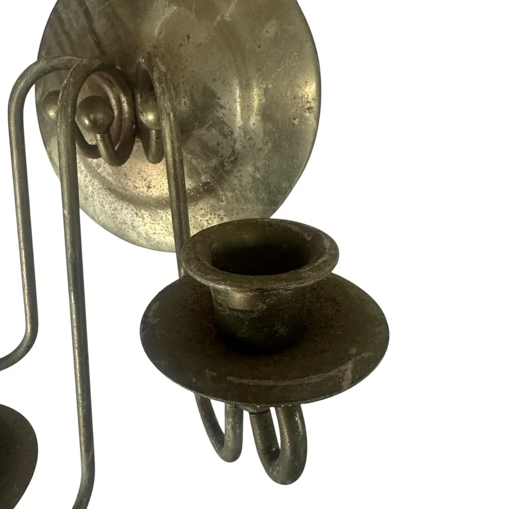 Vintage Brass Wall Mounted 3 Taper Candle Sconce Gold Tone Antique Style